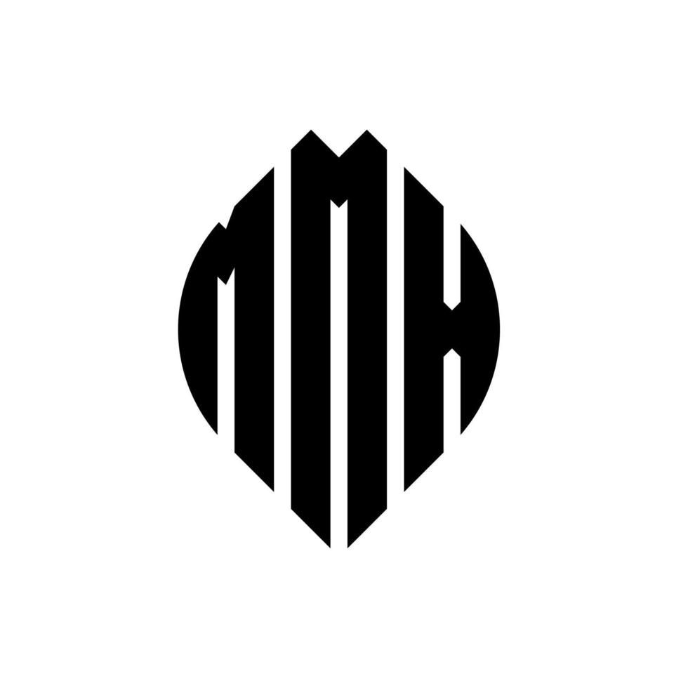 design de logotipo de letra de círculo mmx com forma de círculo e elipse. letras de elipse mmx com estilo tipográfico. as três iniciais formam um logotipo circular. mmx círculo emblema abstrato monograma carta marca vetor. vetor