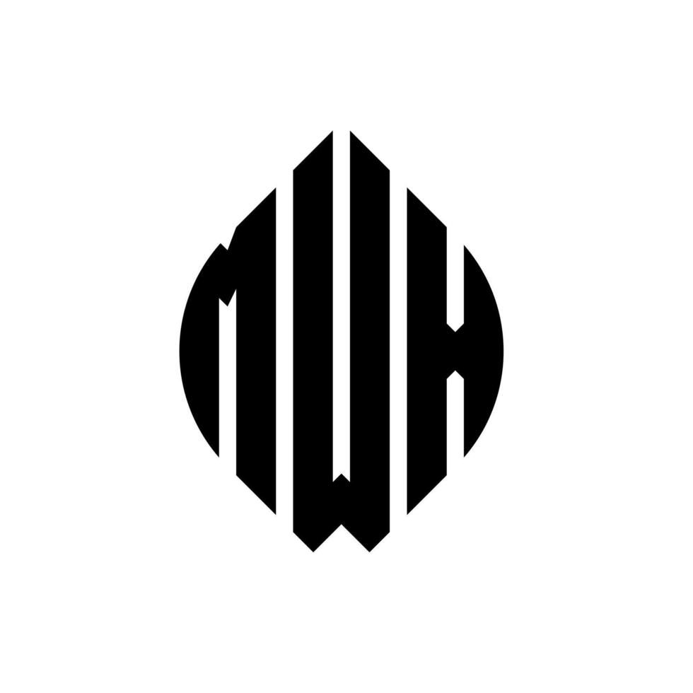 design de logotipo de letra de círculo mwx com forma de círculo e elipse. letras de elipse mwx com estilo tipográfico. as três iniciais formam um logotipo circular. mwx círculo emblema abstrato monograma carta marca vetor. vetor