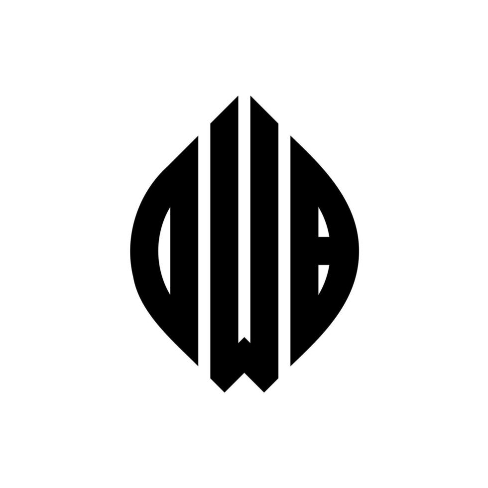 design de logotipo de carta de círculo owb com forma de círculo e elipse. letras de elipse owb com estilo tipográfico. as três iniciais formam um logotipo circular. owb círculo emblema abstrato monograma carta marca vetor. vetor