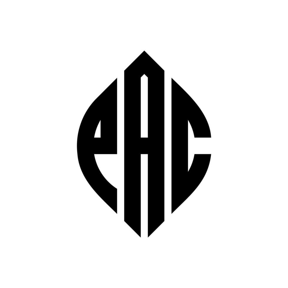 design de logotipo de carta círculo pac com forma de círculo e elipse. letras de elipse pac com estilo tipográfico. as três iniciais formam um logotipo circular. pac círculo emblema abstrato monograma carta marca vetor. vetor