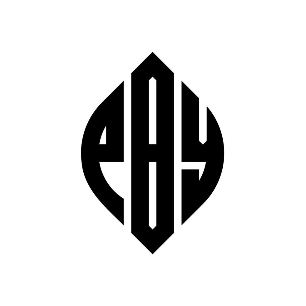design de logotipo de carta de círculo pby com forma de círculo e elipse. letras de elipse pby com estilo tipográfico. as três iniciais formam um logotipo circular. pby círculo emblema abstrato monograma carta marca vetor. vetor