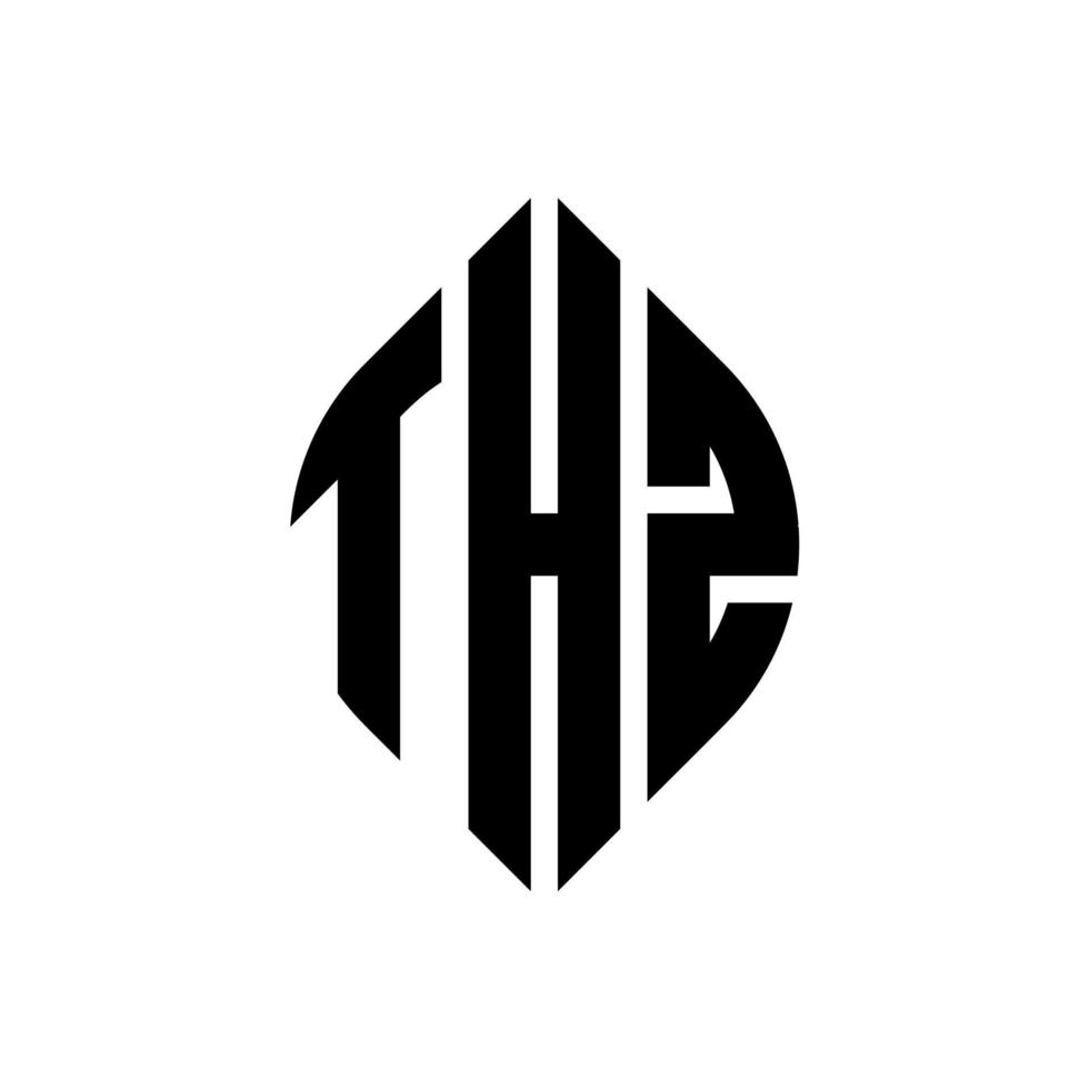design de logotipo de letra de círculo thz com forma de círculo e elipse. letras de elipse thz com estilo tipográfico. as três iniciais formam um logotipo circular. thz círculo emblema abstrato monograma carta marca vetor. vetor