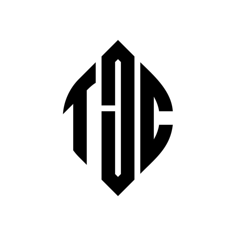 design de logotipo de letra de círculo tjc com forma de círculo e elipse. letras de elipse tjc com estilo tipográfico. as três iniciais formam um logotipo circular. tjc círculo emblema abstrato monograma carta marca vetor. vetor