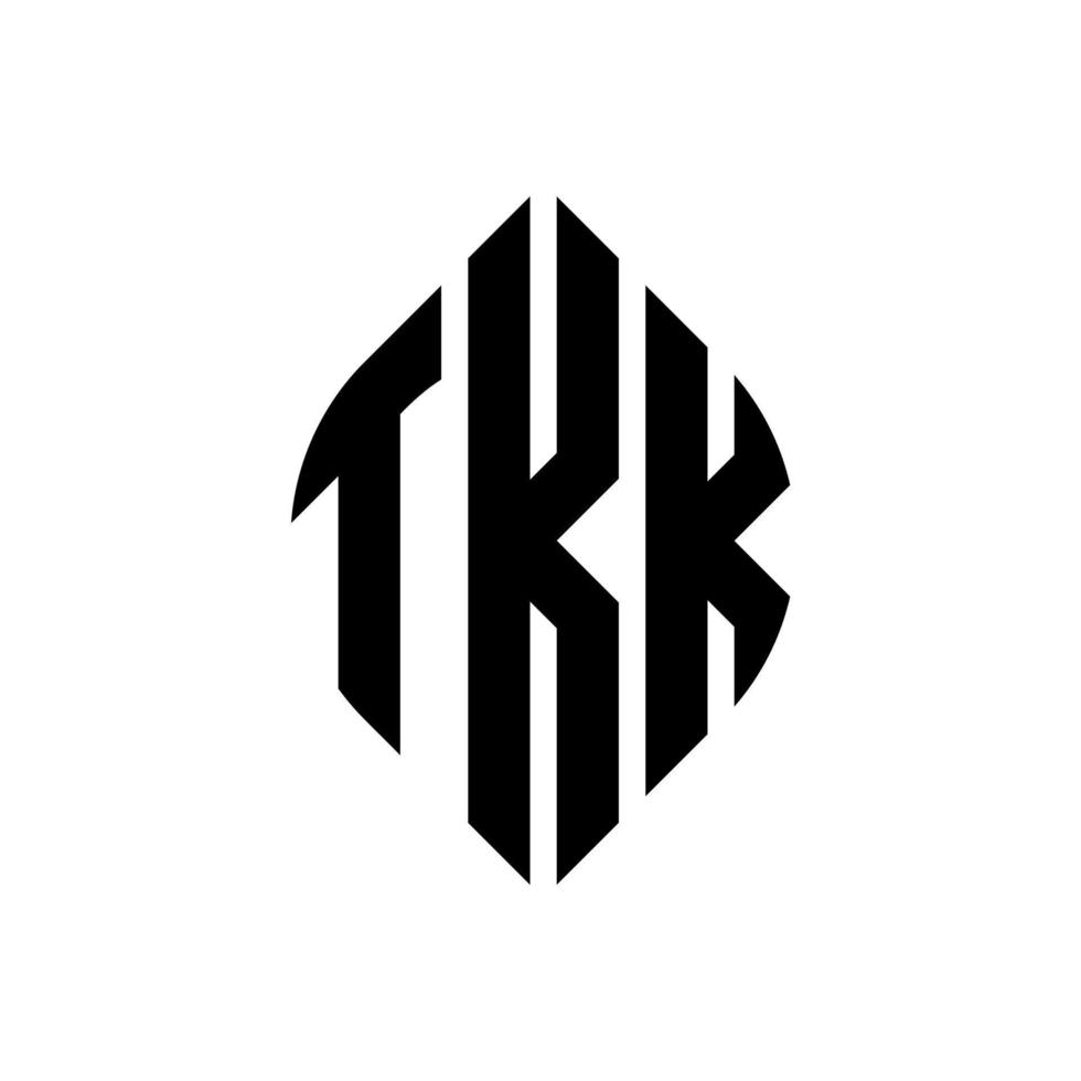 design de logotipo de letra de círculo tkk com forma de círculo e elipse. letras de elipse tkk com estilo tipográfico. as três iniciais formam um logotipo circular. tkk círculo emblema abstrato monograma carta marca vetor. vetor