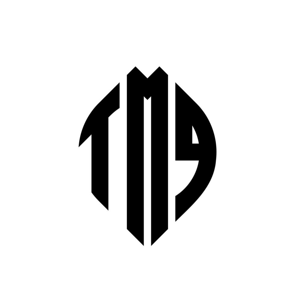 design de logotipo de letra de círculo tmq com forma de círculo e elipse. letras de elipse tmq com estilo tipográfico. as três iniciais formam um logotipo circular. tmq círculo emblema abstrato monograma carta marca vetor. vetor