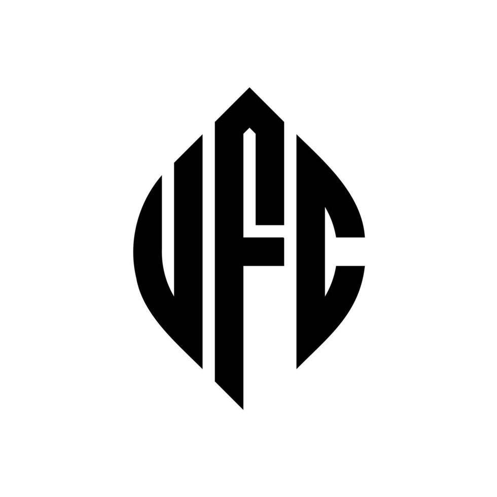 design de logotipo de carta de círculo ufc com forma de círculo e elipse. letras de elipse ufc com estilo tipográfico. as três iniciais formam um logotipo circular. ufc círculo emblema abstrato monograma carta marca vetor. vetor