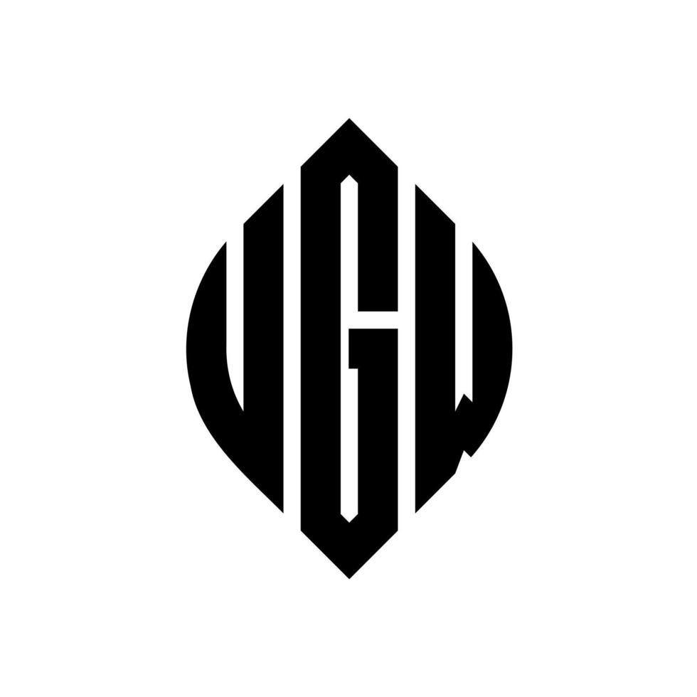 design de logotipo de carta de círculo ugw com forma de círculo e elipse. letras de elipse ugw com estilo tipográfico. as três iniciais formam um logotipo circular. ugw círculo emblema abstrato monograma carta marca vetor. vetor