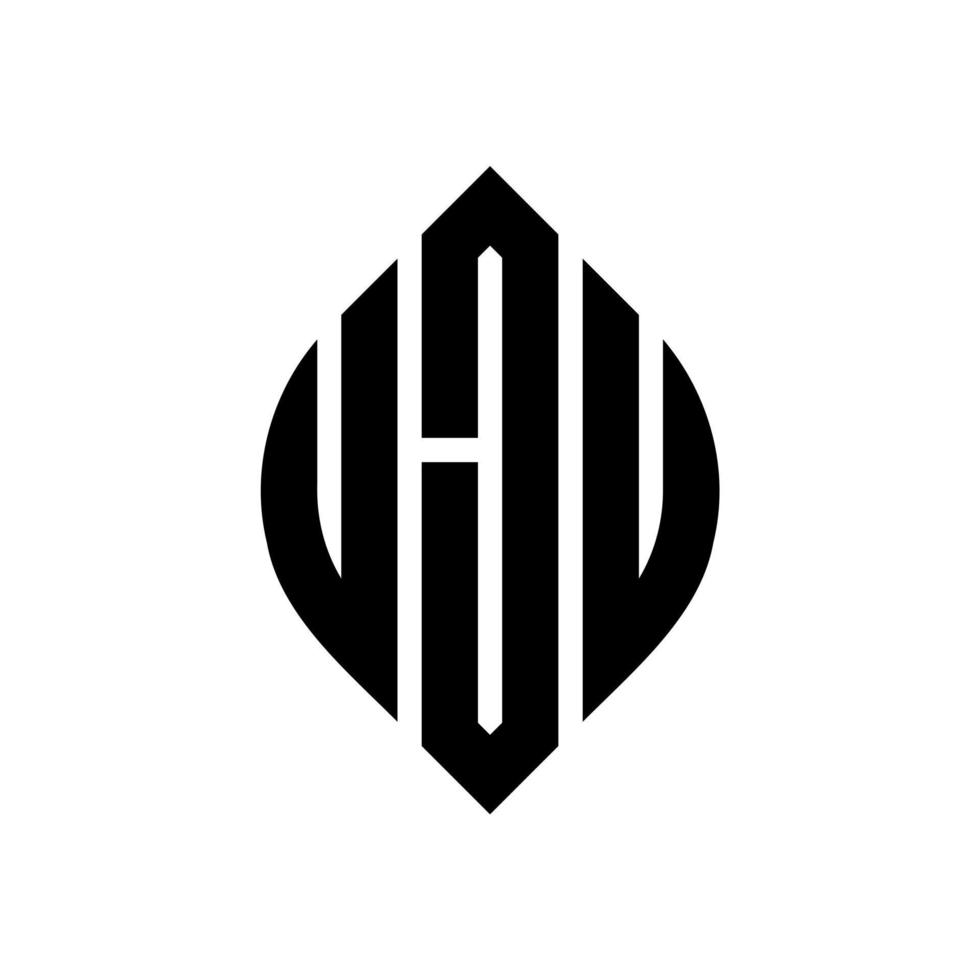 design de logotipo de letra de círculo uju com forma de círculo e elipse. letras de elipse uju com estilo tipográfico. as três iniciais formam um logotipo circular. uju círculo emblema abstrato monograma carta marca vetor. vetor