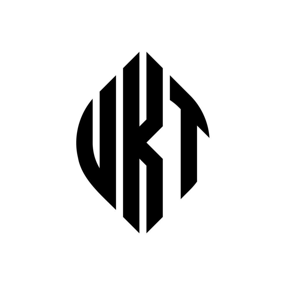 design de logotipo de carta de círculo ukt com forma de círculo e elipse. letras de elipse ukt com estilo tipográfico. as três iniciais formam um logotipo circular. ukt círculo emblema abstrato monograma carta marca vetor. vetor