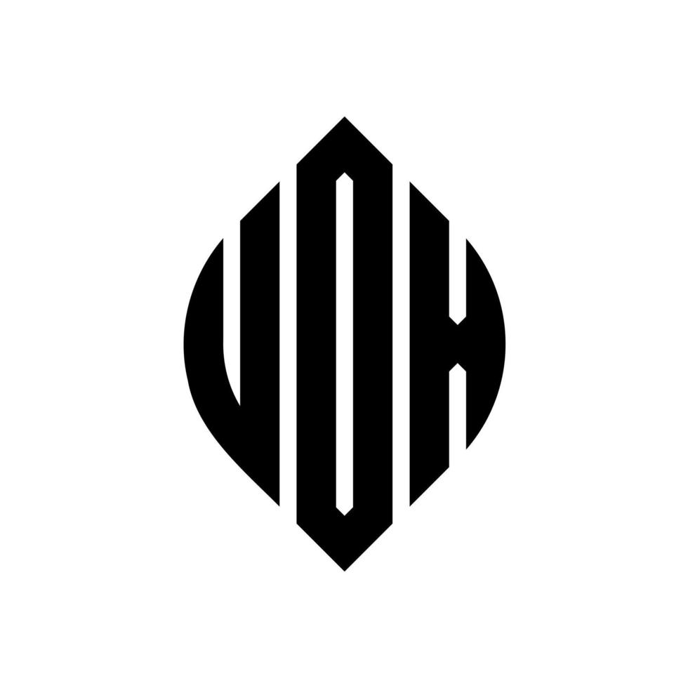 design de logotipo de letra de círculo uox com forma de círculo e elipse. letras de elipse uox com estilo tipográfico. as três iniciais formam um logotipo circular. uox círculo emblema abstrato monograma carta marca vetor. vetor