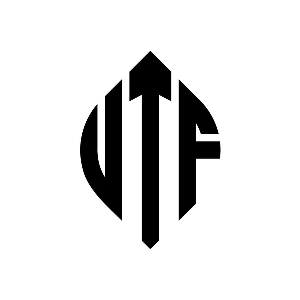 design de logotipo de letra de círculo utf com forma de círculo e elipse. letras de elipse utf com estilo tipográfico. as três iniciais formam um logotipo circular. utf círculo emblema abstrato monograma carta marca vetor. vetor