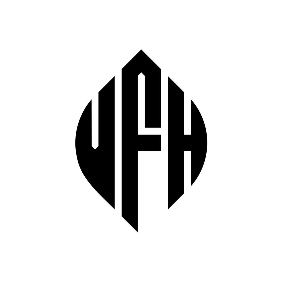 design de logotipo de letra de círculo vfh com forma de círculo e elipse. letras de elipse vfh com estilo tipográfico. as três iniciais formam um logotipo circular. vfh círculo emblema abstrato monograma carta marca vetor. vetor