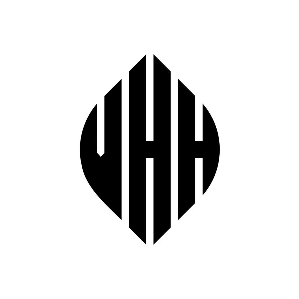 design de logotipo de letra de círculo vhh com forma de círculo e elipse. letras de elipse vhh com estilo tipográfico. as três iniciais formam um logotipo circular. vhh círculo emblema abstrato monograma carta marca vetor. vetor
