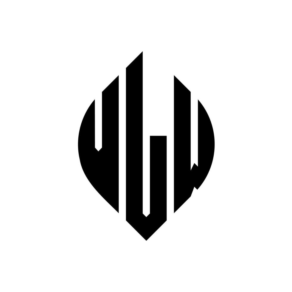 design de logotipo de letra de círculo vlw com forma de círculo e elipse. letras de elipse vlw com estilo tipográfico. as três iniciais formam um logotipo circular. vlw círculo emblema abstrato monograma carta marca vetor. vetor