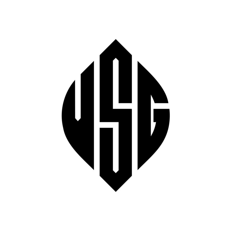 design de logotipo de carta de círculo vsg com forma de círculo e elipse. letras de elipse vsg com estilo tipográfico. as três iniciais formam um logotipo circular. vsg círculo emblema abstrato monograma carta marca vetor. vetor