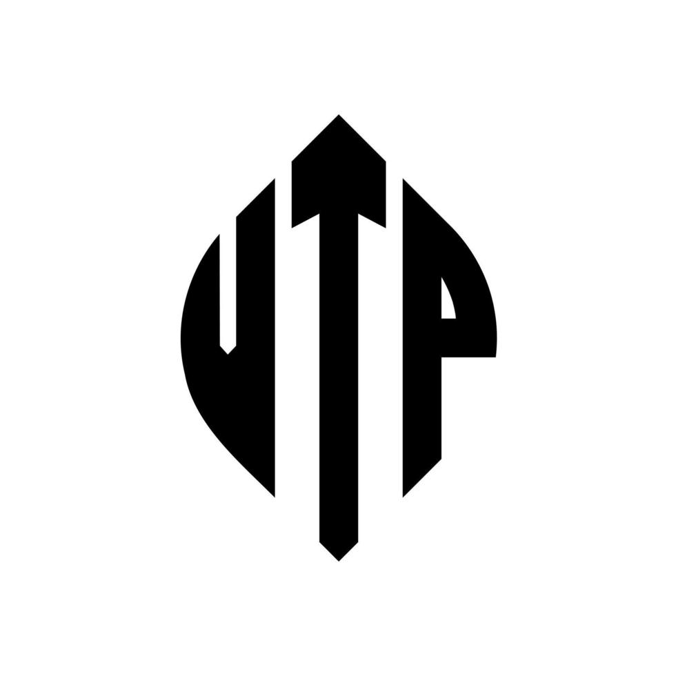 design de logotipo de carta de círculo vtp com forma de círculo e elipse. letras de elipse vtp com estilo tipográfico. as três iniciais formam um logotipo circular. vtp círculo emblema abstrato monograma carta marca vetor. vetor