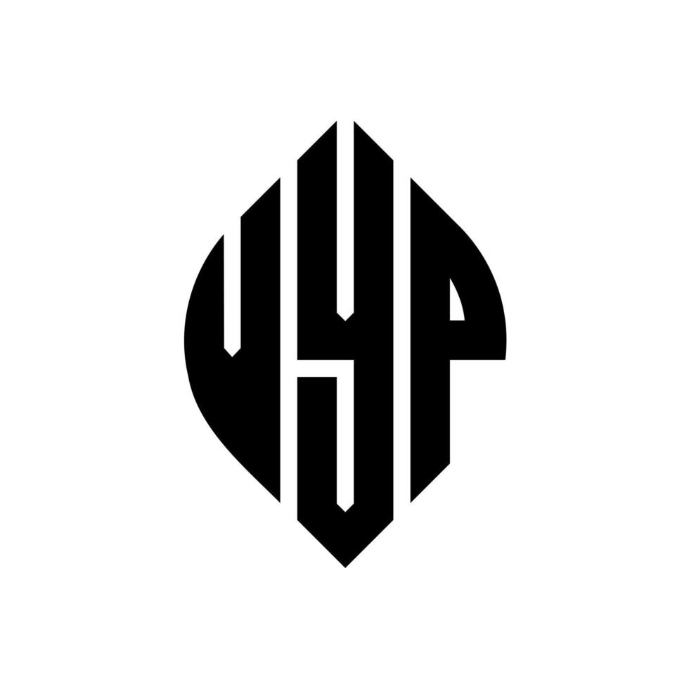 design de logotipo de carta de círculo vyp com forma de círculo e elipse. letras de elipse vyp com estilo tipográfico. as três iniciais formam um logotipo circular. vyp círculo emblema abstrato monograma carta marca vetor. vetor