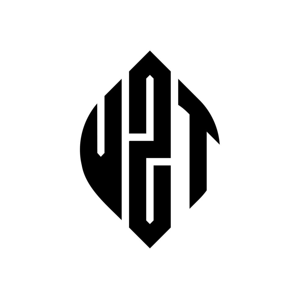 design de logotipo de letra de círculo vzt com forma de círculo e elipse. letras de elipse vzt com estilo tipográfico. as três iniciais formam um logotipo circular. vzt círculo emblema abstrato monograma carta marca vetor. vetor