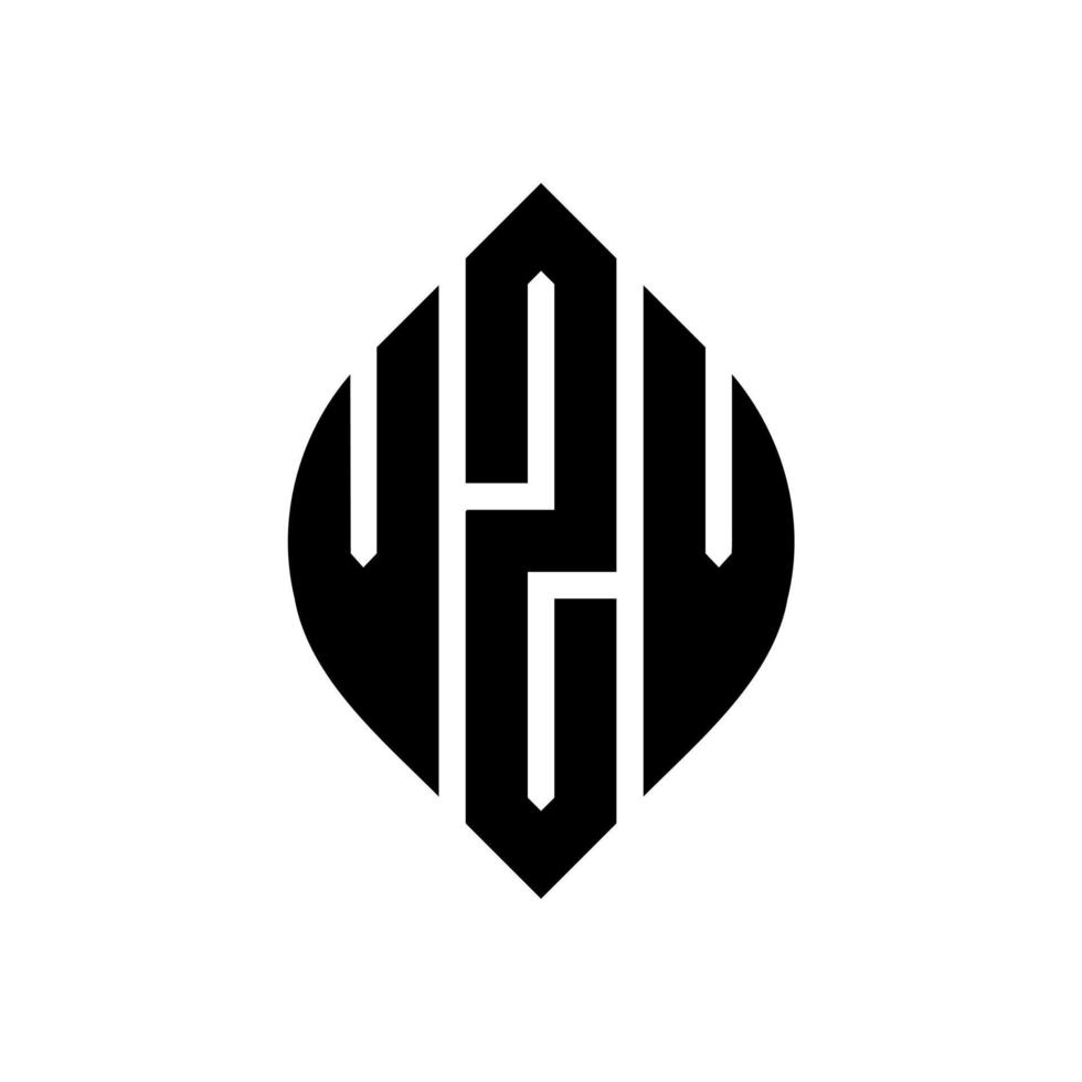design de logotipo de letra de círculo vzv com forma de círculo e elipse. letras de elipse vzv com estilo tipográfico. as três iniciais formam um logotipo circular. vzv círculo emblema abstrato monograma carta marca vetor. vetor