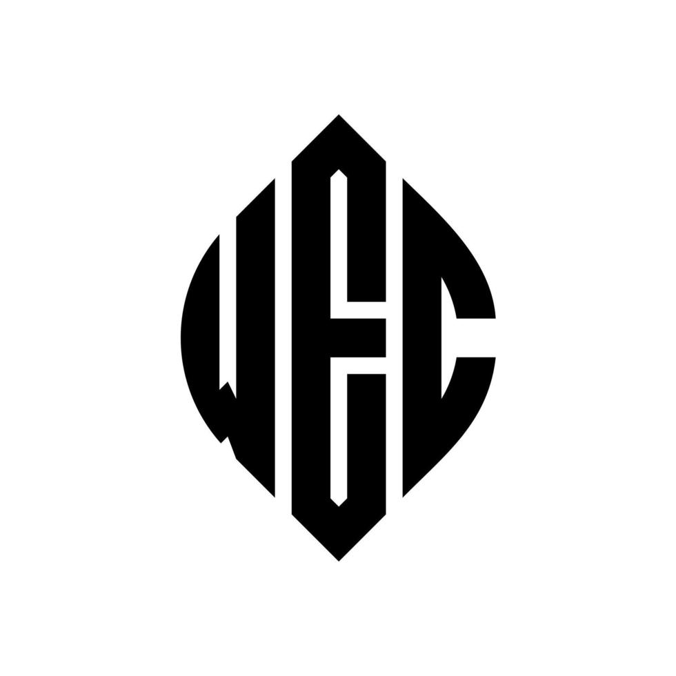 design de logotipo de carta de círculo wec com forma de círculo e elipse. letras de elipse wec com estilo tipográfico. as três iniciais formam um logotipo circular. wec círculo emblema abstrato monograma carta marca vetor. vetor