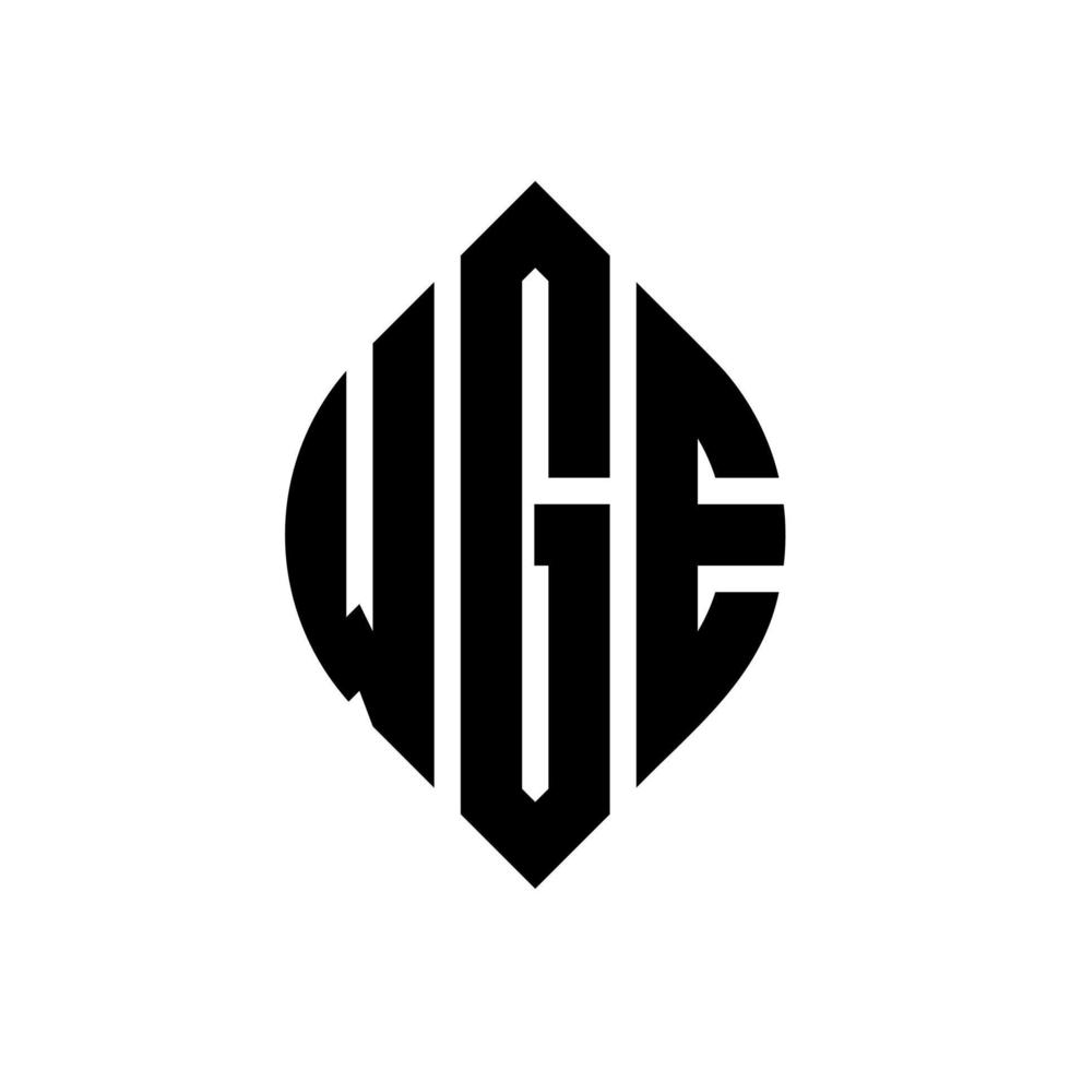 design de logotipo de carta de círculo wge com forma de círculo e elipse. letras de elipse wge com estilo tipográfico. as três iniciais formam um logotipo circular. wge círculo emblema abstrato monograma carta marca vetor. vetor