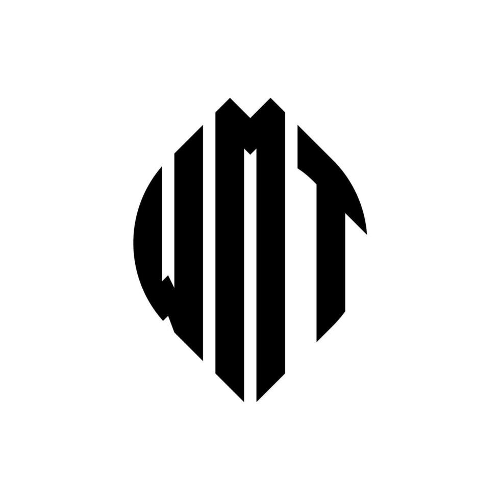 design de logotipo de carta de círculo wmt com forma de círculo e elipse. letras de elipse wmt com estilo tipográfico. as três iniciais formam um logotipo circular. wmt círculo emblema abstrato monograma carta marca vetor. vetor