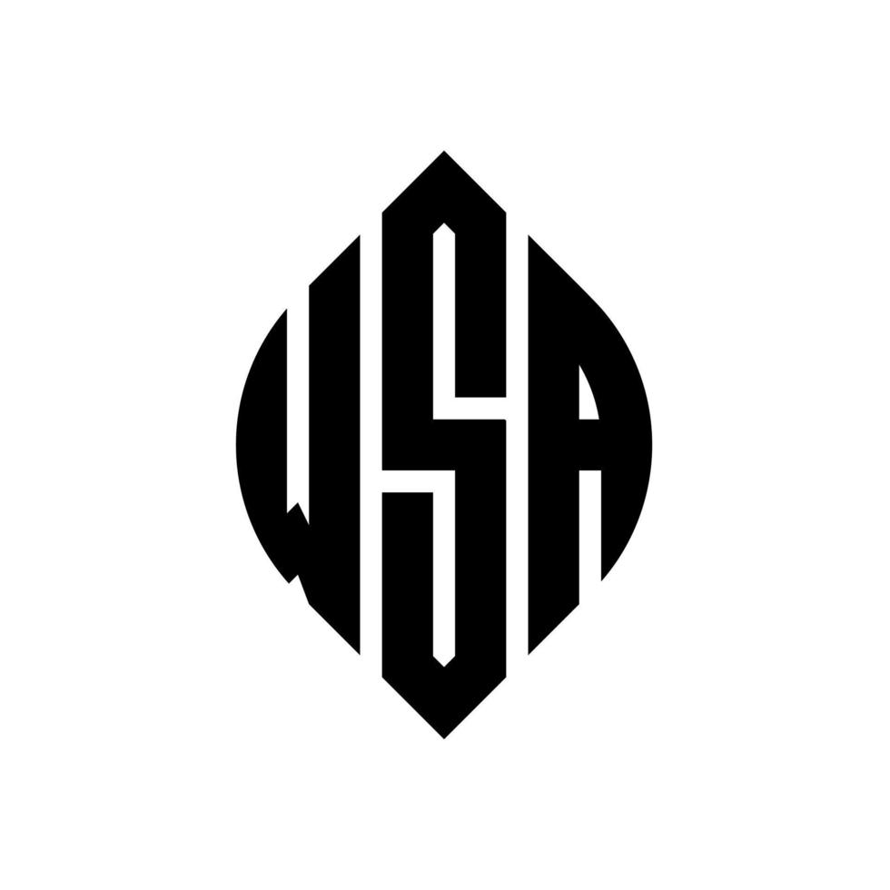 design de logotipo de carta de círculo wsa com forma de círculo e elipse. letras de elipse wsa com estilo tipográfico. as três iniciais formam um logotipo circular. wsa círculo emblema abstrato monograma carta marca vetor. vetor