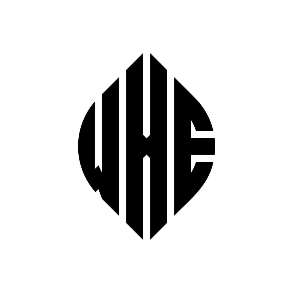 design de logotipo de carta de círculo wxe com forma de círculo e elipse. letras de elipse wxe com estilo tipográfico. as três iniciais formam um logotipo circular. wxe círculo emblema abstrato monograma carta marca vetor. vetor