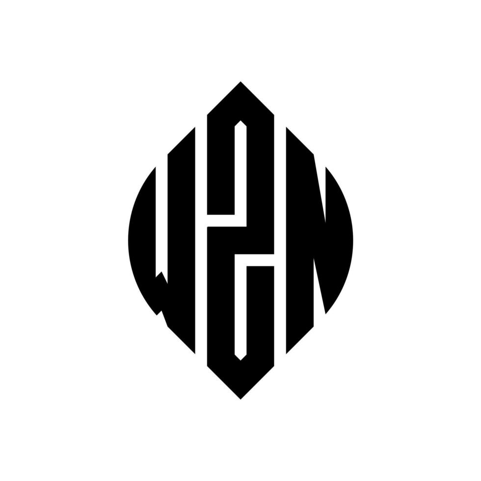 design de logotipo de carta de círculo wzn com forma de círculo e elipse. letras de elipse wzn com estilo tipográfico. as três iniciais formam um logotipo circular. wzn círculo emblema abstrato monograma carta marca vetor. vetor