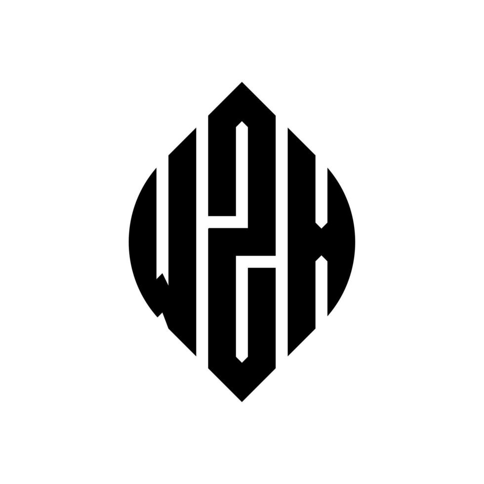 design de logotipo de letra de círculo wzx com forma de círculo e elipse. letras de elipse wzx com estilo tipográfico. as três iniciais formam um logotipo circular. wzx círculo emblema abstrato monograma carta marca vetor. vetor