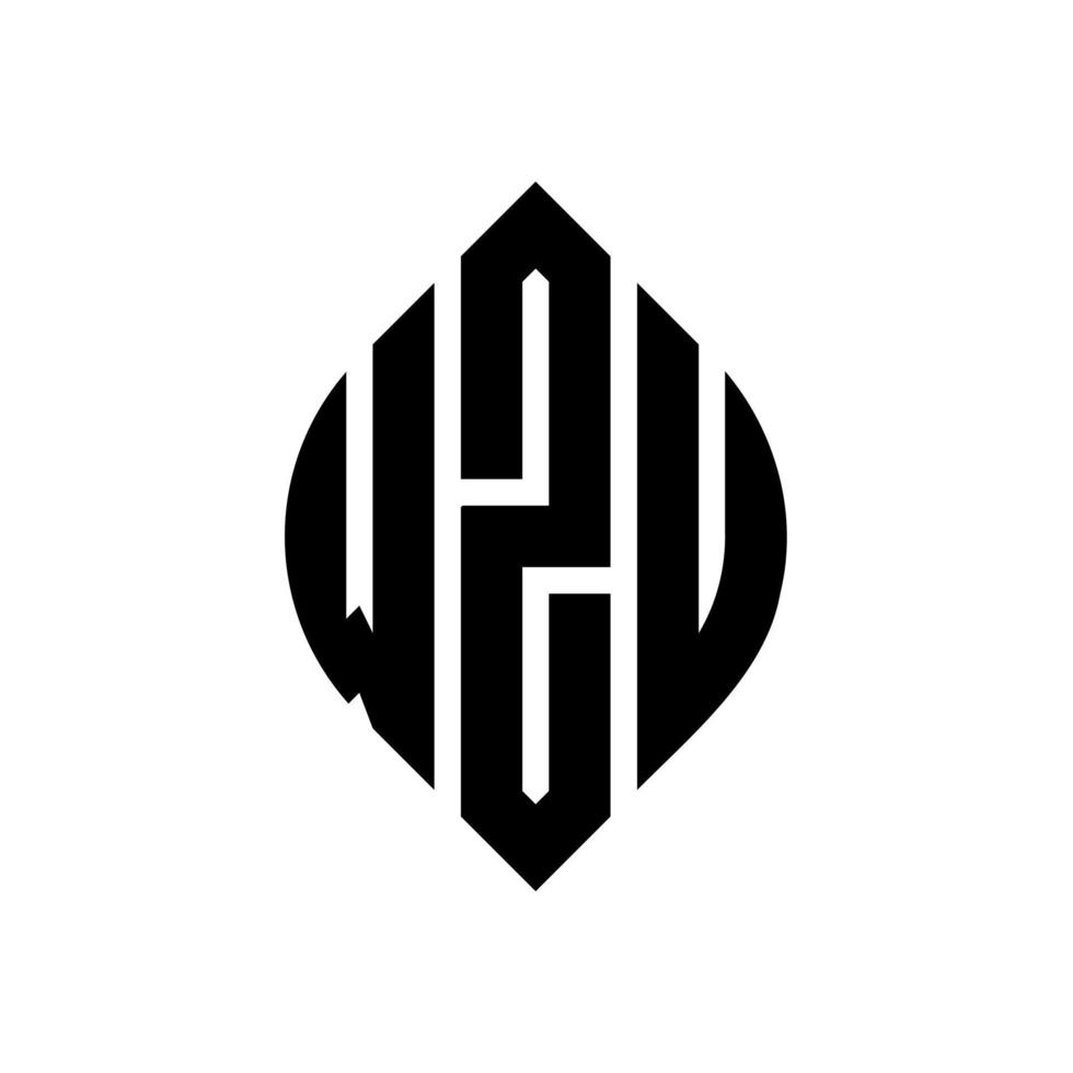 design de logotipo de carta de círculo wzu com forma de círculo e elipse. letras de elipse wzu com estilo tipográfico. as três iniciais formam um logotipo circular. wzu círculo emblema abstrato monograma carta marca vetor. vetor