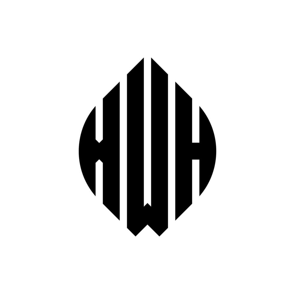 design de logotipo de letra de círculo xwh com forma de círculo e elipse. letras de elipse xwh com estilo tipográfico. as três iniciais formam um logotipo circular. xwh círculo emblema abstrato monograma carta marca vetor. vetor