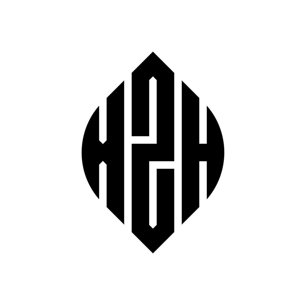 design de logotipo de letra de círculo xzh com forma de círculo e elipse. letras de elipse xzh com estilo tipográfico. as três iniciais formam um logotipo circular. xzh círculo emblema abstrato monograma carta marca vetor. vetor