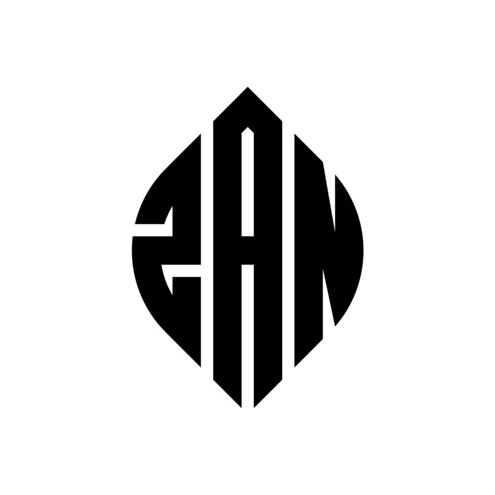 design de logotipo de carta de círculo zan com forma de círculo e elipse. letras de elipse zan com estilo tipográfico. as três iniciais formam um logotipo circular. zan círculo emblema abstrato monograma carta marca vetor. vetor