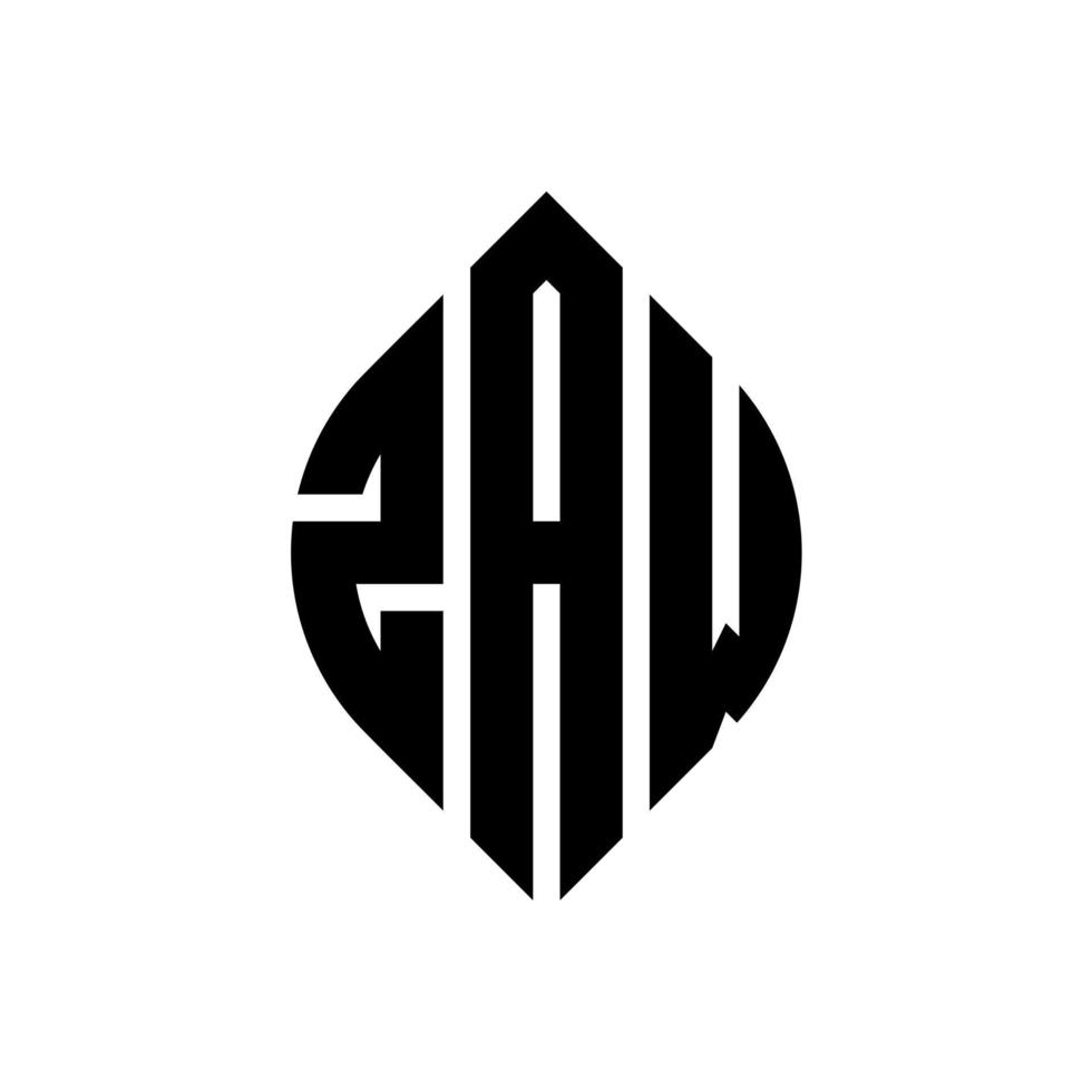 zaw design de logotipo de carta de círculo com forma de círculo e elipse. zaw letras de elipse com estilo tipográfico. as três iniciais formam um logotipo circular. zaw círculo emblema abstrato monograma carta marca vetor. vetor