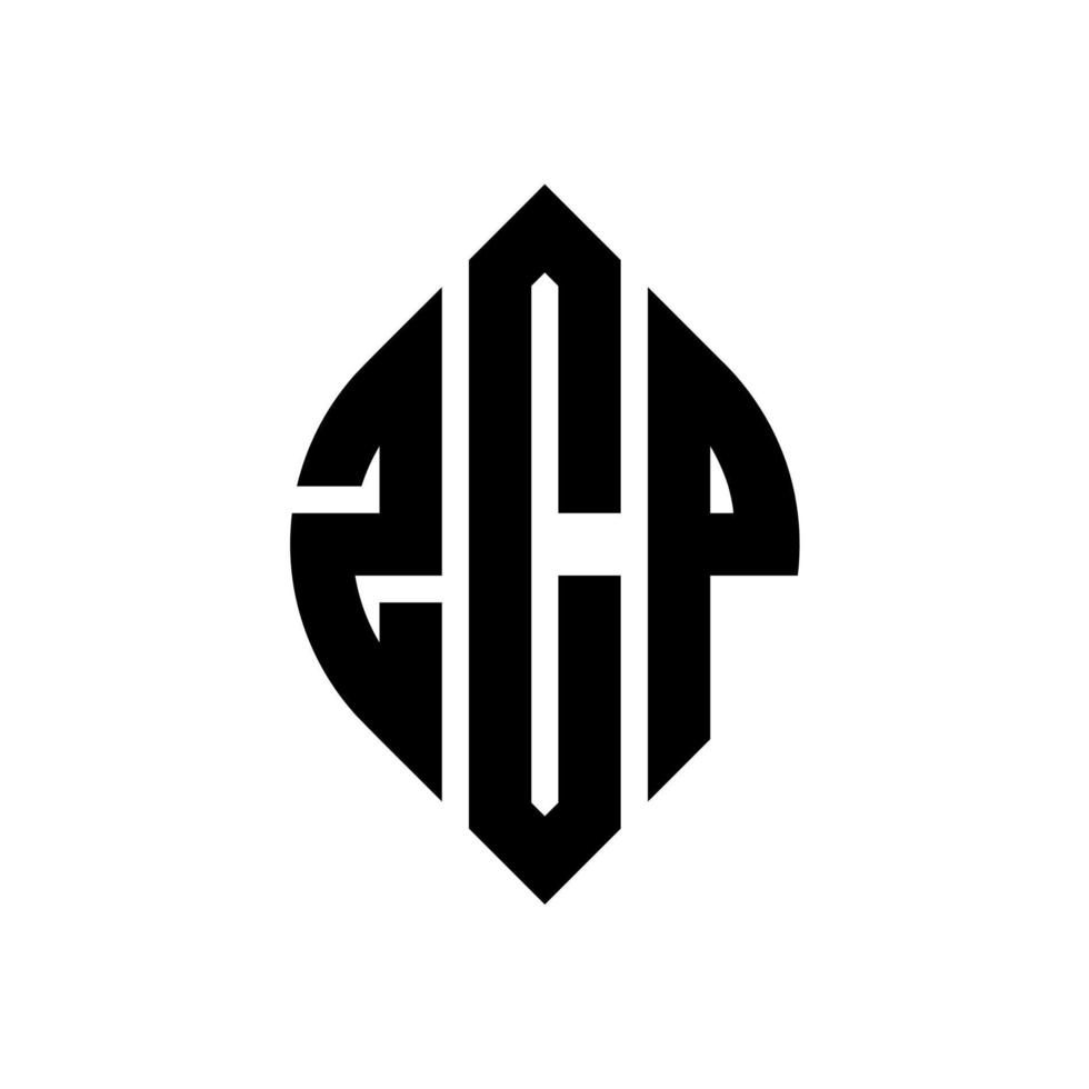 design de logotipo de carta de círculo zcp com forma de círculo e elipse. letras de elipse zcp com estilo tipográfico. as três iniciais formam um logotipo circular. Zcp círculo emblema abstrato monograma carta marca vetor. vetor