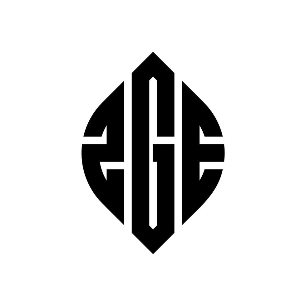 design de logotipo de carta de círculo zge com forma de círculo e elipse. letras de elipse zge com estilo tipográfico. as três iniciais formam um logotipo circular. zge círculo emblema abstrato monograma carta marca vetor. vetor