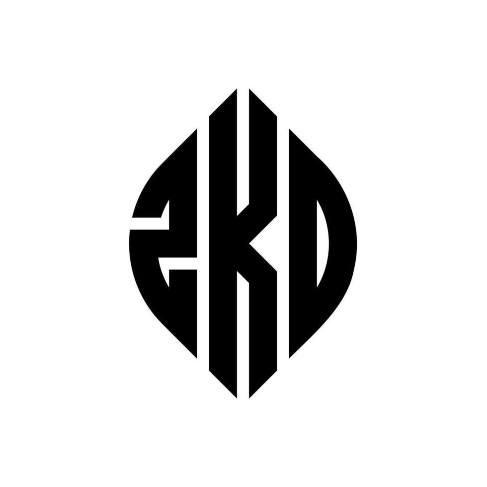 design de logotipo de letra de círculo zkd com forma de círculo e elipse. letras de elipse zkd com estilo tipográfico. as três iniciais formam um logotipo circular. zkd círculo emblema abstrato monograma carta marca vetor. vetor