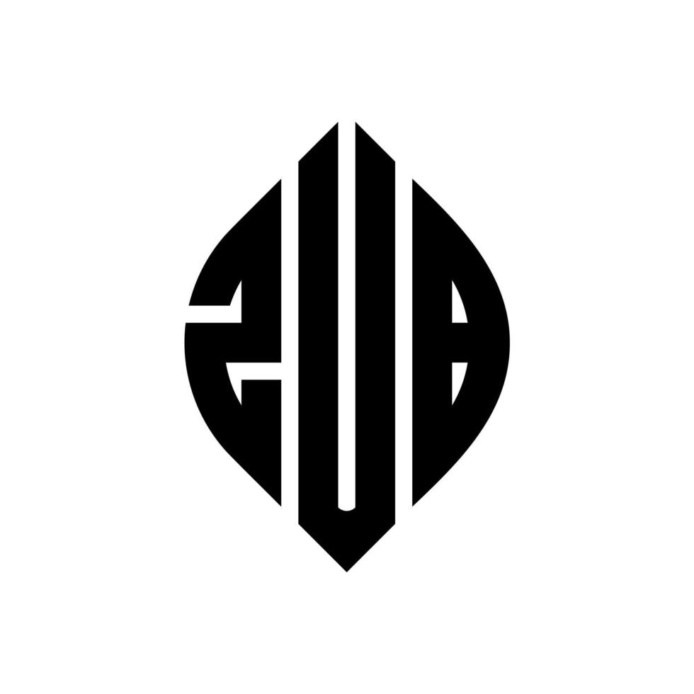 design de logotipo de carta de círculo zub com forma de círculo e elipse. zub letras de elipse com estilo tipográfico. as três iniciais formam um logotipo circular. zub círculo emblema abstrato monograma carta marca vetor. vetor