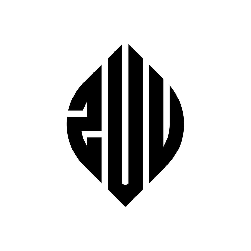 design de logotipo de letra de círculo zuu com forma de círculo e elipse. letras de elipse zuu com estilo tipográfico. as três iniciais formam um logotipo circular. zuu círculo emblema abstrato monograma carta marca vetor. vetor