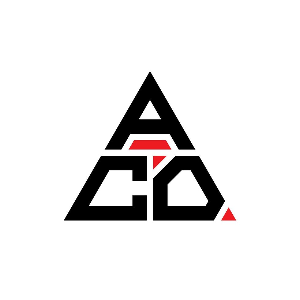 design de logotipo de letra de triângulo aco com forma de triângulo. monograma de design de logotipo de triângulo aco. modelo de logotipo de vetor aco triângulo com cor vermelha. logotipo triangular aco logotipo simples, elegante e luxuoso.
