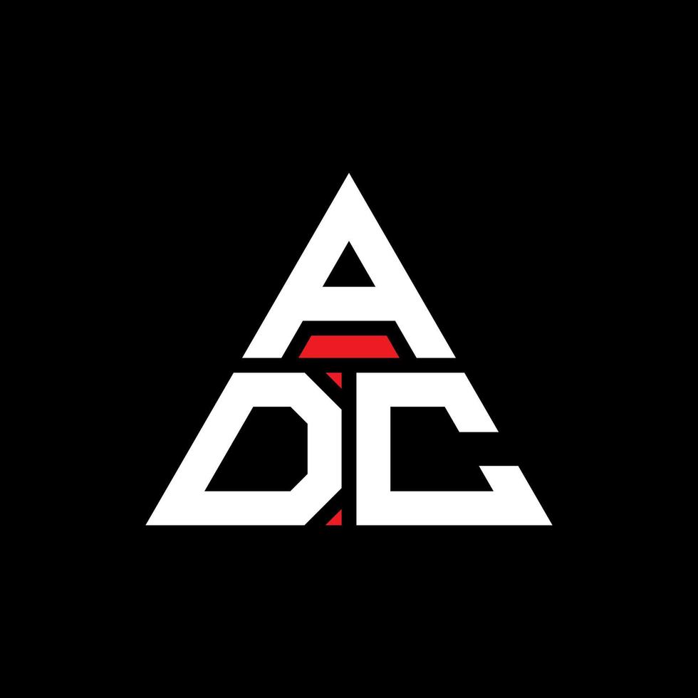 design de logotipo de letra triângulo adc com forma de triângulo. monograma de design de logotipo de triângulo adc. modelo de logotipo de vetor triângulo adc com cor vermelha. logotipo triangular adc logotipo simples, elegante e luxuoso.