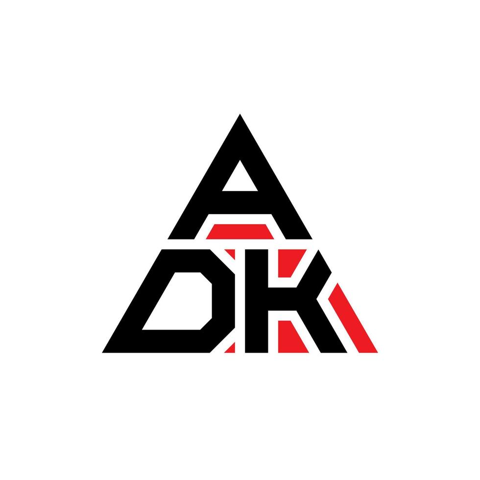 design de logotipo de letra triângulo adk com forma de triângulo. monograma de design de logotipo de triângulo adk. modelo de logotipo de vetor de triângulo adk com cor vermelha. adk logotipo triangular logotipo simples, elegante e luxuoso.