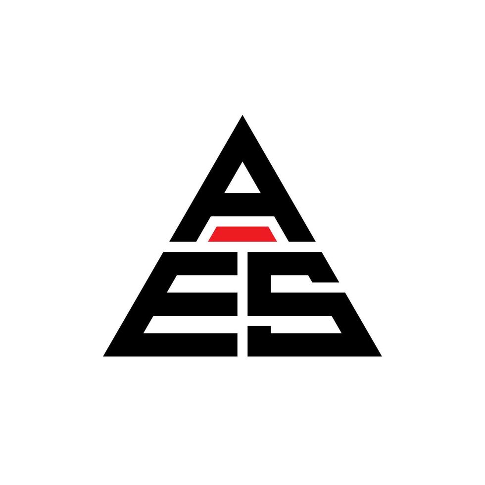design de logotipo de letra de triângulo aes com forma de triângulo. monograma de design de logotipo de triângulo aes. modelo de logotipo de vetor de triângulo aes com cor vermelha. aes logotipo triangular logotipo simples, elegante e luxuoso.
