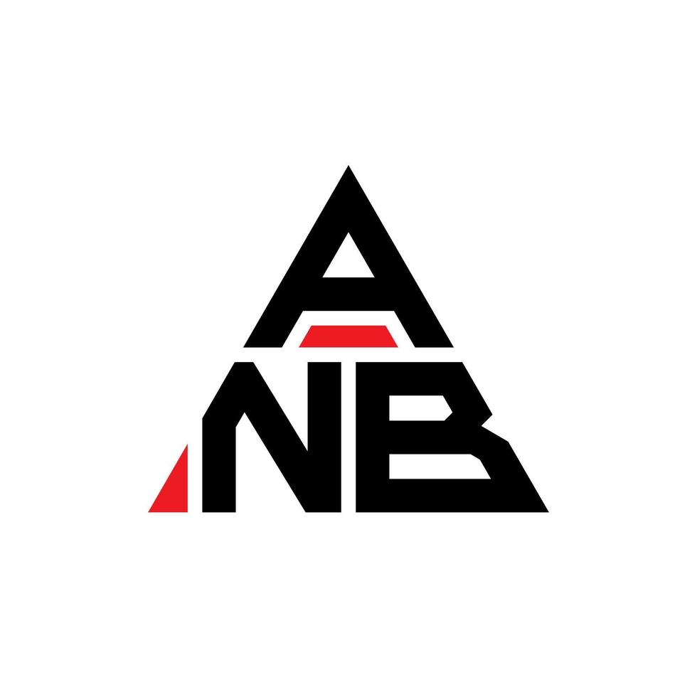 design de logotipo de letra de triângulo anb com forma de triângulo. monograma de design de logotipo de triângulo anb. modelo de logotipo de vetor de triângulo anb com cor vermelha. anb logotipo triangular logotipo simples, elegante e luxuoso.