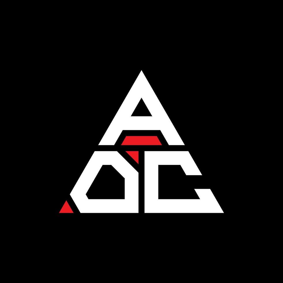 design de logotipo de letra de triângulo aoc com forma de triângulo. monograma de design de logotipo de triângulo aoc. modelo de logotipo de vetor de triângulo aoc com cor vermelha. logotipo triangular aoc logotipo simples, elegante e luxuoso.