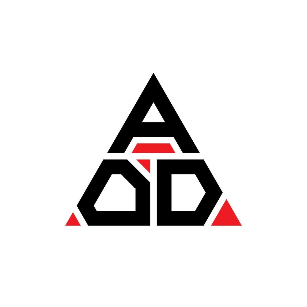 design de logotipo de letra de triângulo aod com forma de triângulo. monograma de design de logotipo de triângulo aod. modelo de logotipo de vetor de triângulo aod com cor vermelha. logotipo triangular aod logotipo simples, elegante e luxuoso.