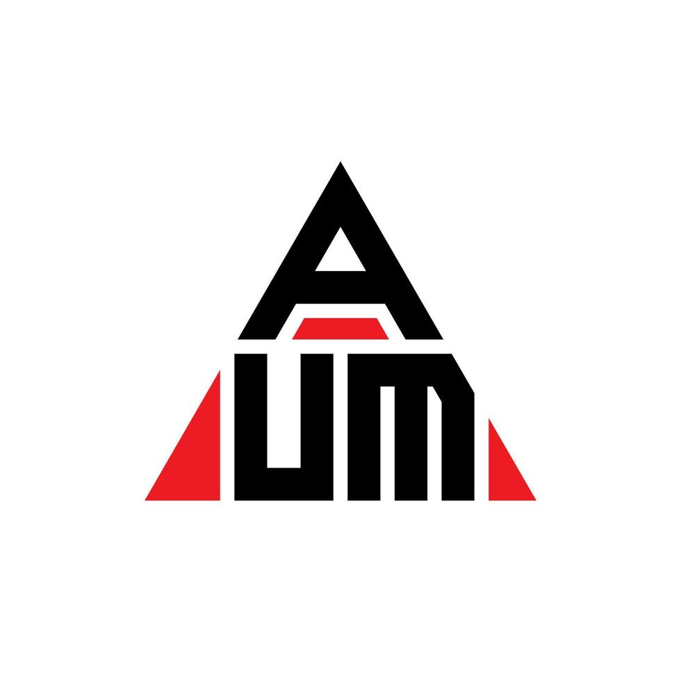 design de logotipo de letra de triângulo aum com forma de triângulo. monograma de design de logotipo de triângulo aum. modelo de logotipo de vetor de triângulo aum com cor vermelha. aum logotipo triangular logotipo simples, elegante e luxuoso.