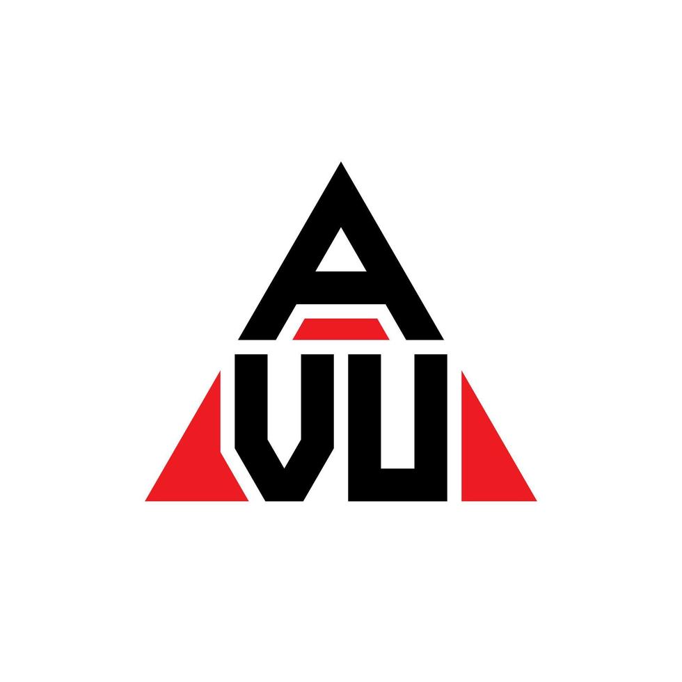 design de logotipo de letra de triângulo avu com forma de triângulo. monograma de design de logotipo de triângulo avu. modelo de logotipo de vetor de triângulo avu com cor vermelha. logotipo triangular avu logotipo simples, elegante e luxuoso.