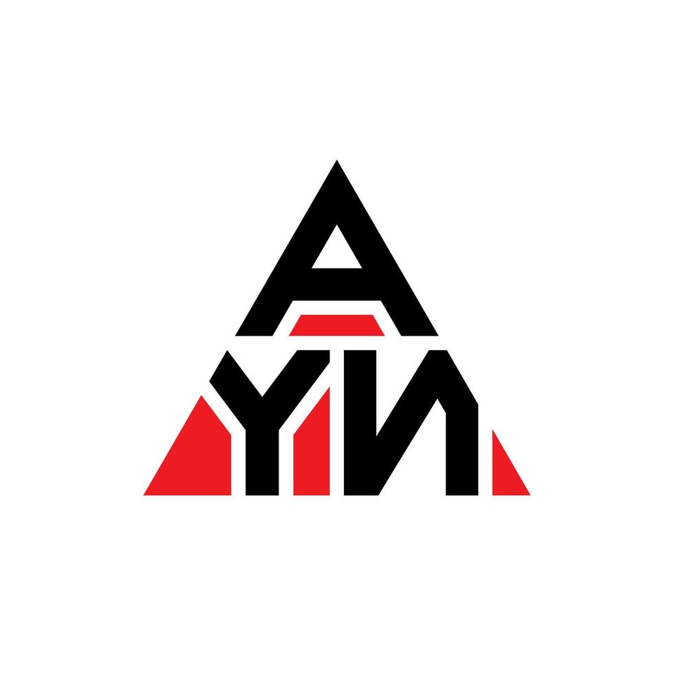 design de logotipo de letra de triângulo ayn com forma de triângulo. monograma de design de logotipo de triângulo ayn. modelo de logotipo de vetor de triângulo ayn com cor vermelha. ayn logotipo triangular logotipo simples, elegante e luxuoso.